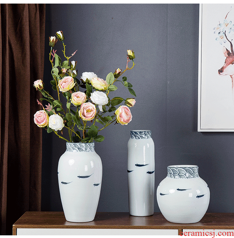 Jingdezhen modern household adornment new Chinese TV ark ceramic vase the sitting room porch creative furnishing articles