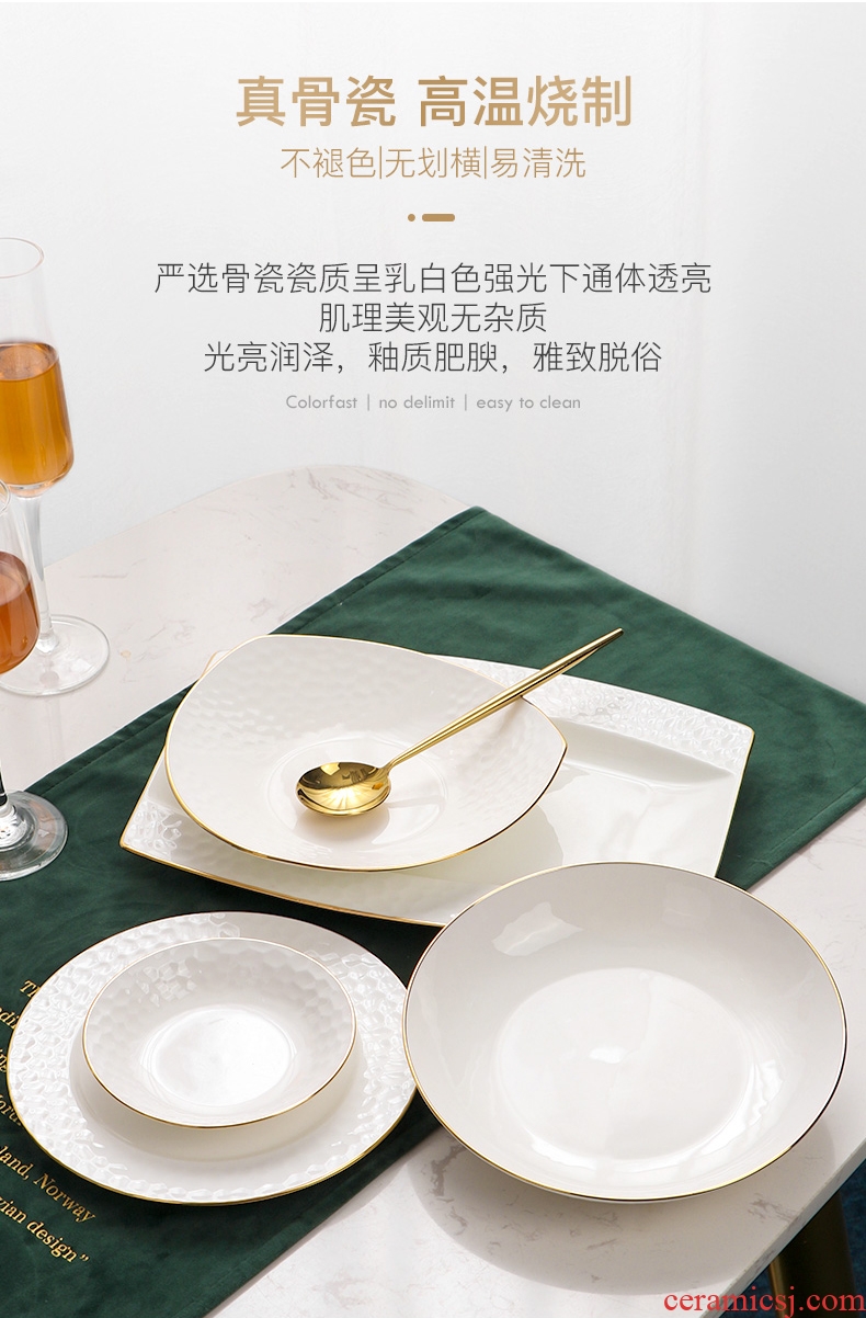 European style phnom penh dish suits home dish bowl chopsticks dishes bone China jingdezhen ceramics cutlery set jade