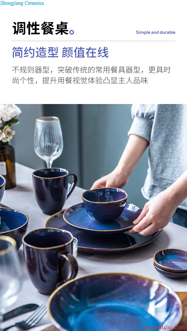 Million fine dishes creative household ceramics tableware suit Nordic contracted Japanese lovely retro soup bowl dish dish combination