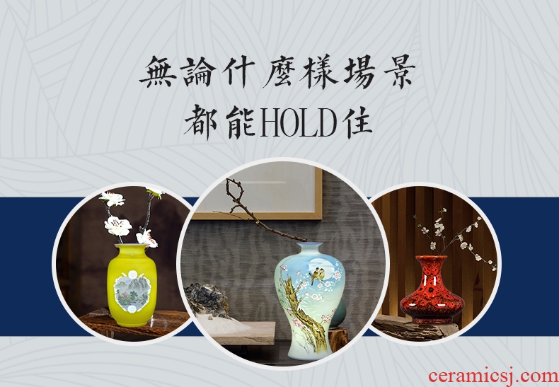 Jingdezhen ceramics vase furnishing articles famous master hand knife clay flower arranging Chinese ancient frame sitting room adornment