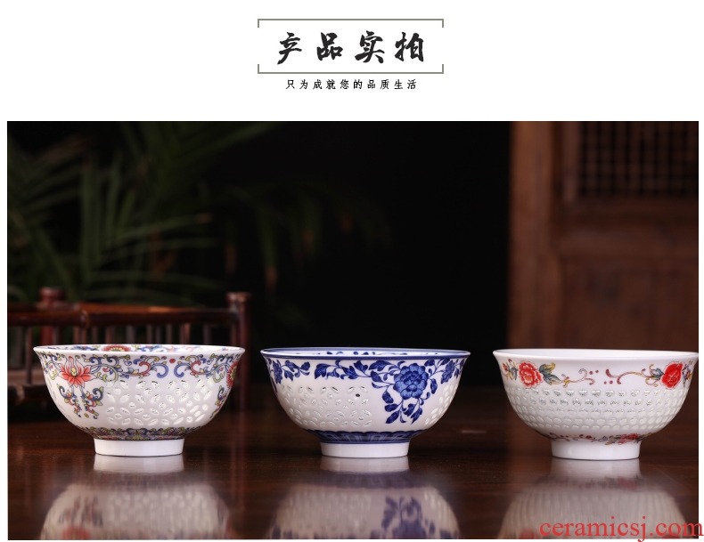 Jingdezhen blue and white household of Chinese style and exquisite bowl millet rice bowl high temperature ceramics rainbow noodle bowl porringer creative dishes