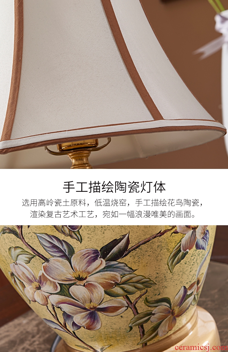 American country small desk lamp lamp of bedroom the head of a bed European creative ceramic contracted and contemporary sitting room warm wedding marriage room