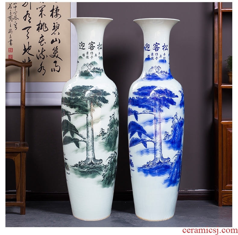 Jingdezhen ceramic large Chinese blue and white porcelain vase furnishing articles sitting room adornment landing large hotel opening gifts