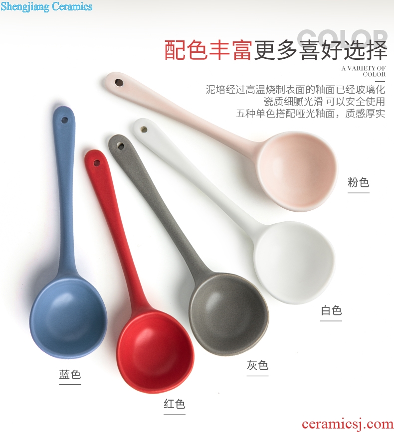 Northern wind ceramic spoon creative cute little spoon household spoon scoop ice cream dessert spoon baby food