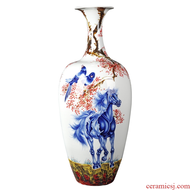 Hao statue of jingdezhen ceramic antique hand-painted large blue and white porcelain vase furnishing articles rich ancient frame flower arrangement sitting room adornment