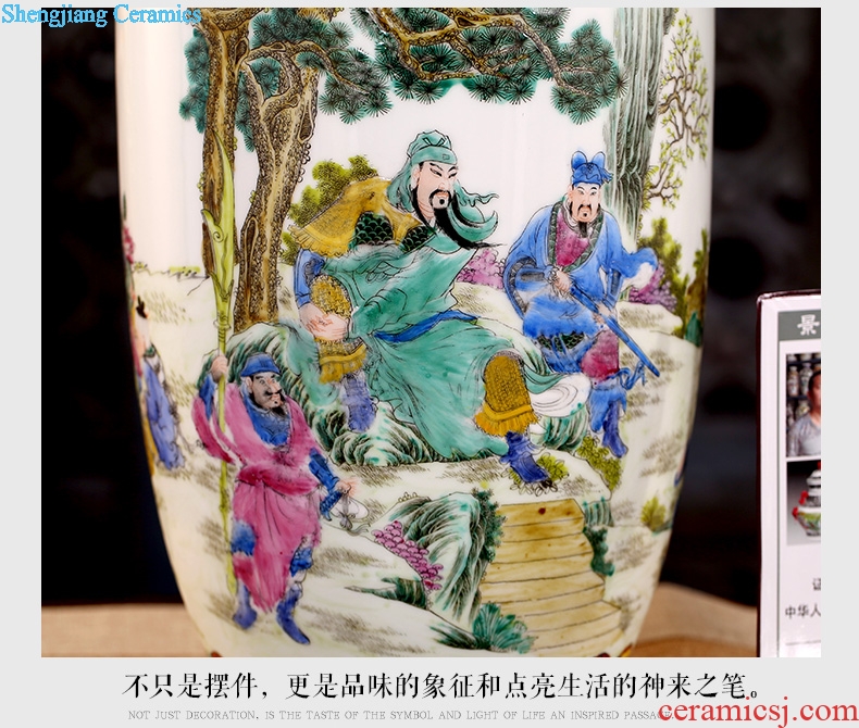 Jingdezhen ceramic hand-painted guan yu tackled receive furnishing articles home sitting room vase mesa study Chinese calligraphy and painting