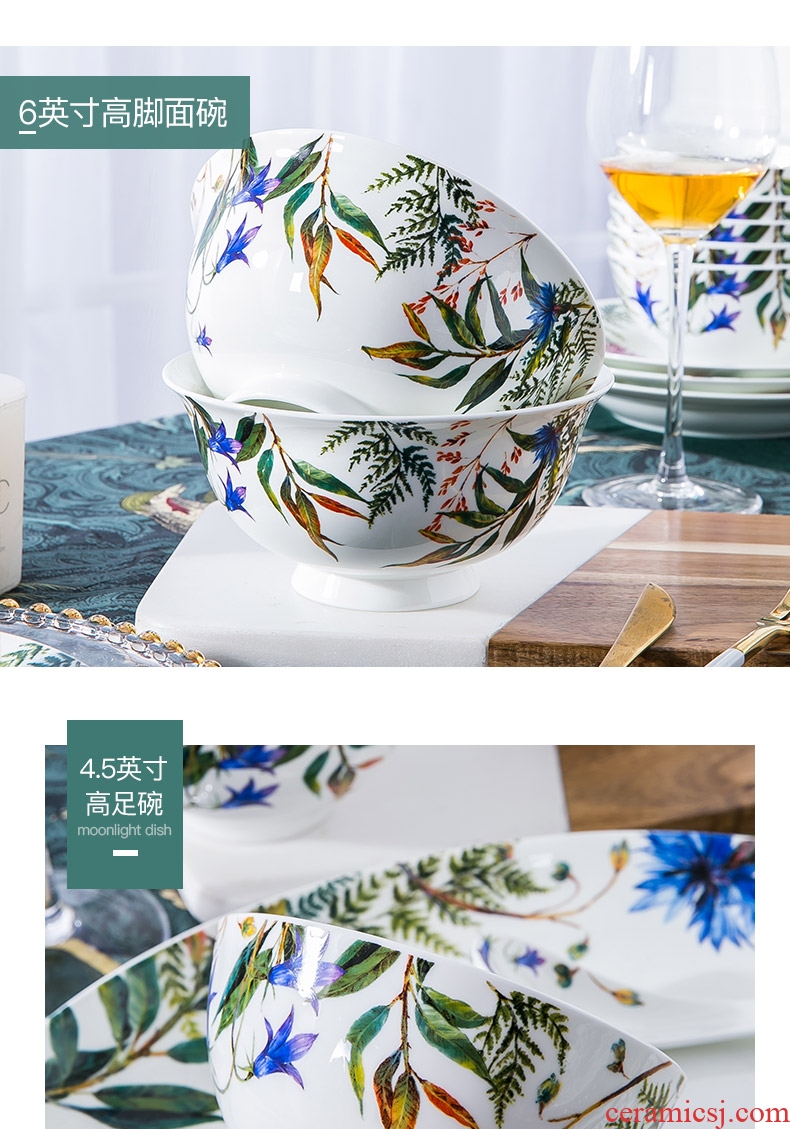 Jingdezhen ceramic tableware suit dishes chopsticks combination creative ceramic bowl dish upset Chinese dishes