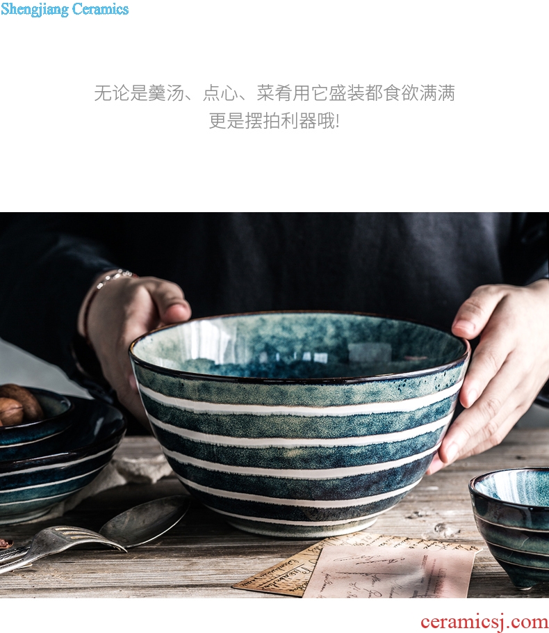 Million jia household ceramic bowl nice rice bowls Japanese retro soup bowl food bowl of the big yards food bowls of rainbow noodle bowl