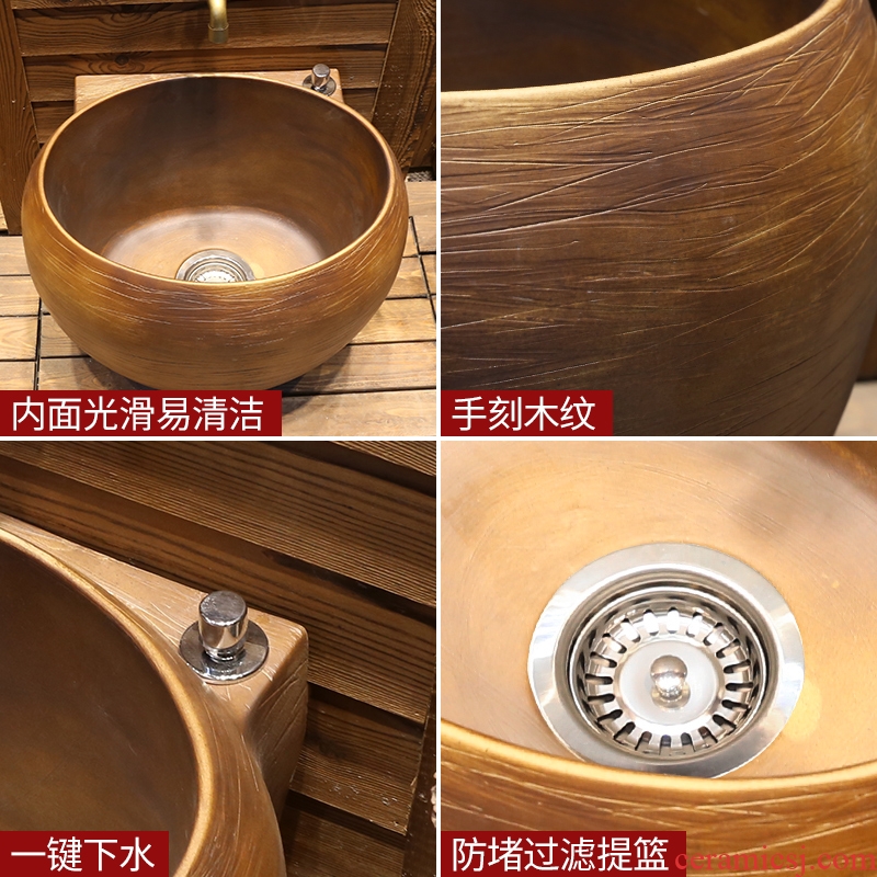 Mop pool JingYan wood art creative ceramic mop pool restoring ancient ways of household balcony toilet archaize mop pool
