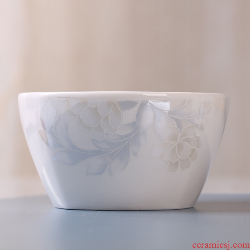 Jingdezhen ceramic square bowl to eat bread and butter of household of Chinese style originality contracted 4.5 inch single soup bowl dishes suit