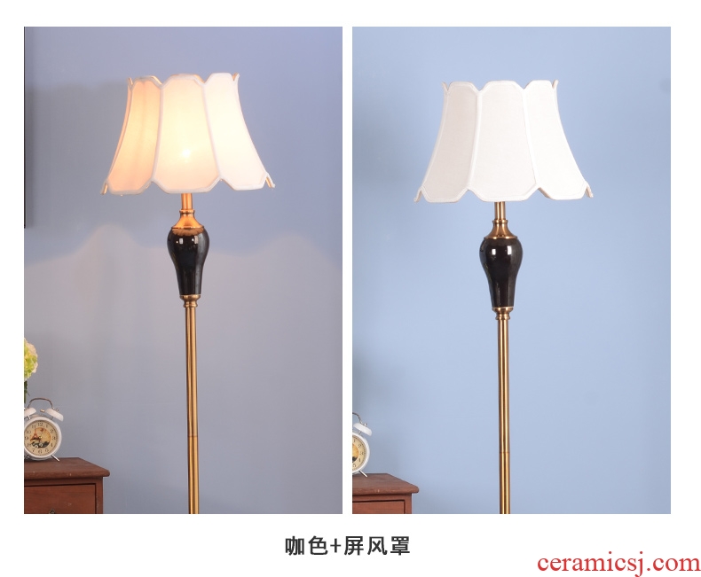 American ceramic floor lamp sitting room bedroom study creative decorative Nordic contracted warm vertical desk lamp of the head of a bed