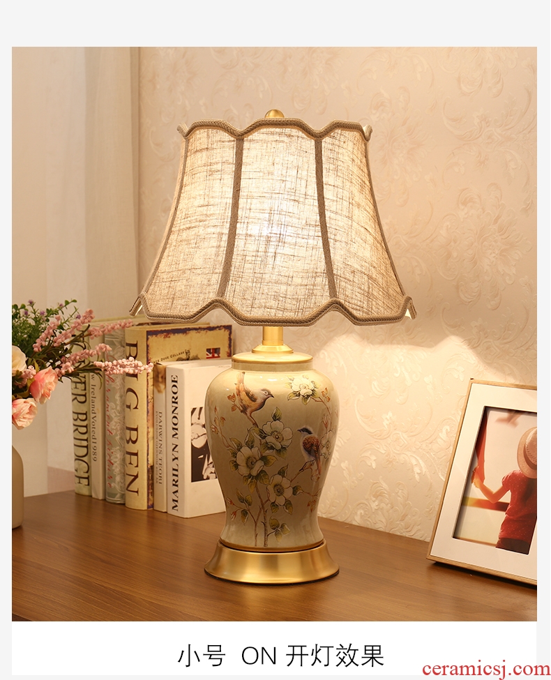 Desk lamp of bedroom the head of a bed lamp sitting room corner several European rural new Chinese style restoring ancient ways American luxury full copper ceramic lamp