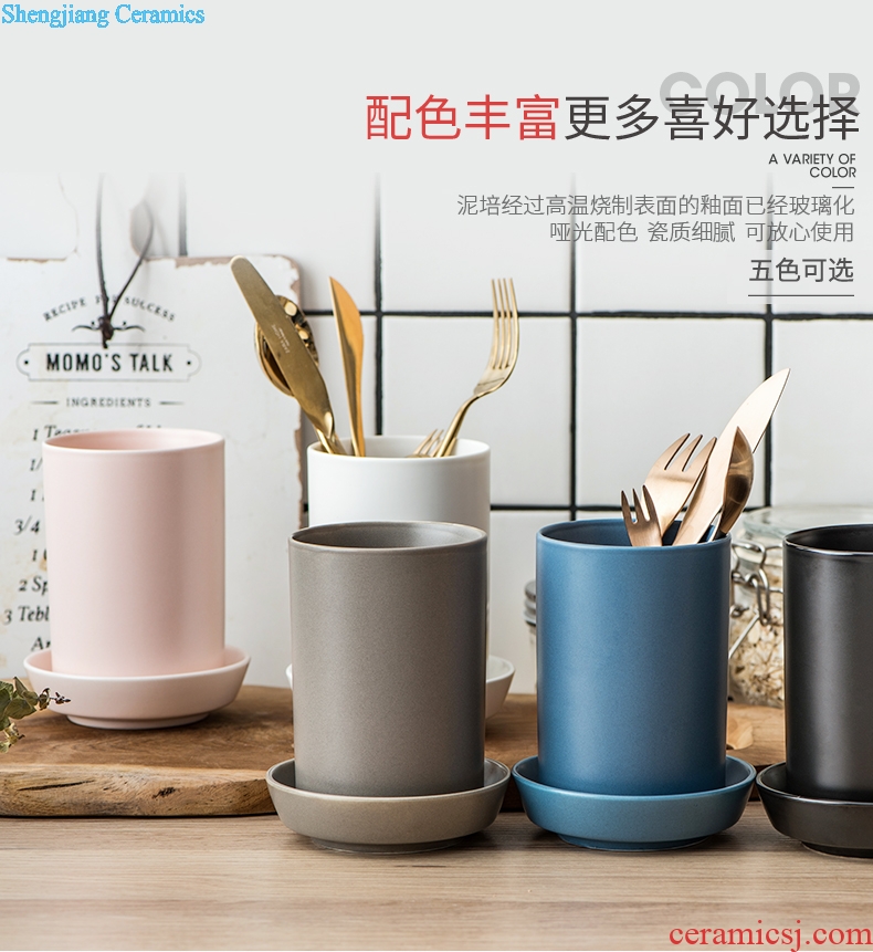 Creative mouldproof household ceramic tube of chopsticks chopsticks box son drop box frame hold chopsticks spoons to receive free punch