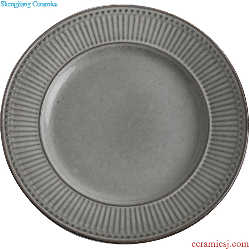 Ijarl million jia Nordic ceramic creative household restoring ancient ways smooth dish plate steak plate round plate dinner plate plug