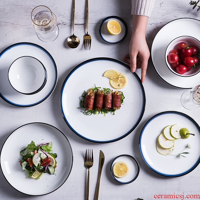 The Nordic tableware suit creative web celebrity ins wind of eating food bowl plate combination of jingdezhen dishes suit household