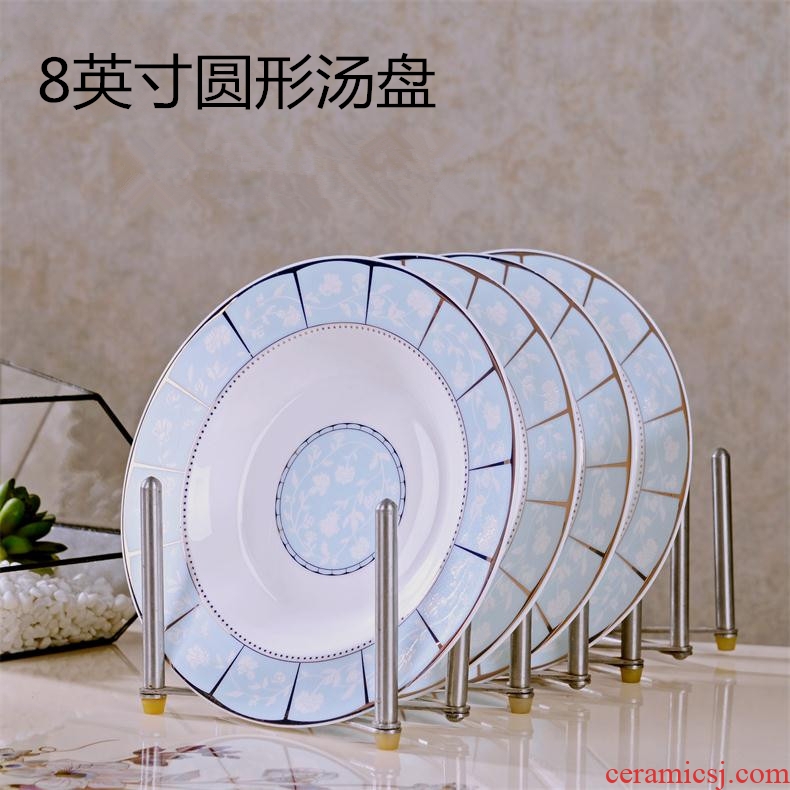 Jingdezhen ceramic circular plates with household deep dish dish dish dish soup plate creative Chinese microwave special dish