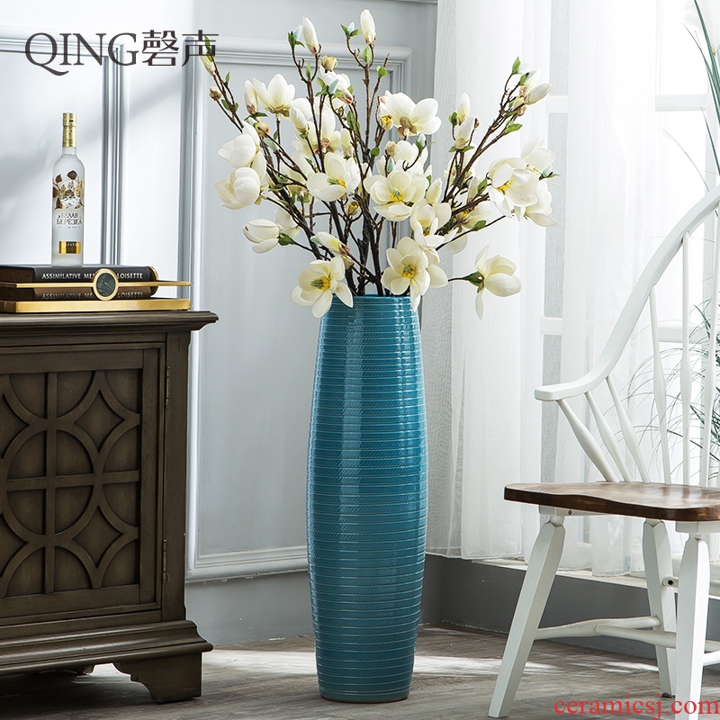 Contemporary and contracted vase furnishing articles jingdezhen ground vase sitting room ceramic vases, blue large flower arranging furnishing articles