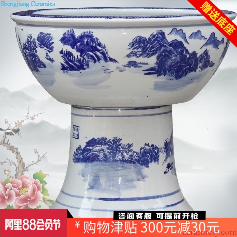 Jingdezhen porcelain ceramic aquarium fish bowl jiangnan water turtle cylinder sitting room study office furnishing articles