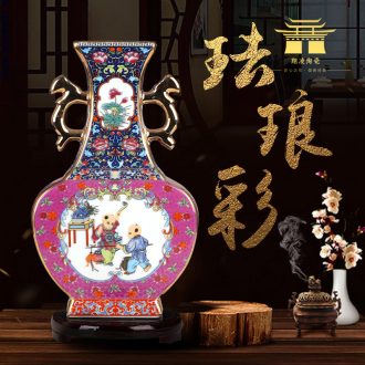 Jingdezhen enamel painted pottery porcelain floret bottle of flower arranging Chinese archaize sitting room adornment home furnishing articles TV ark