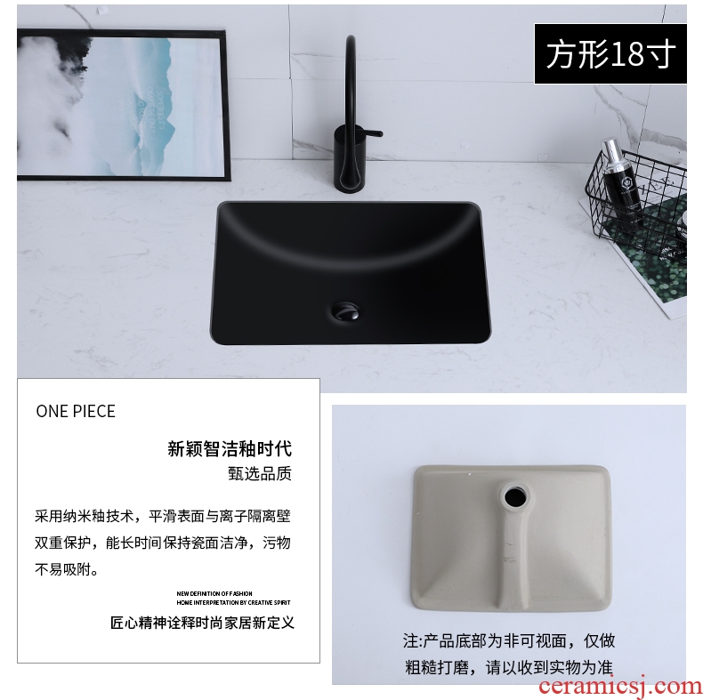 Black square ceramic lavabo undercounter embedded Nordic household marble wash basin of toilet stage basin