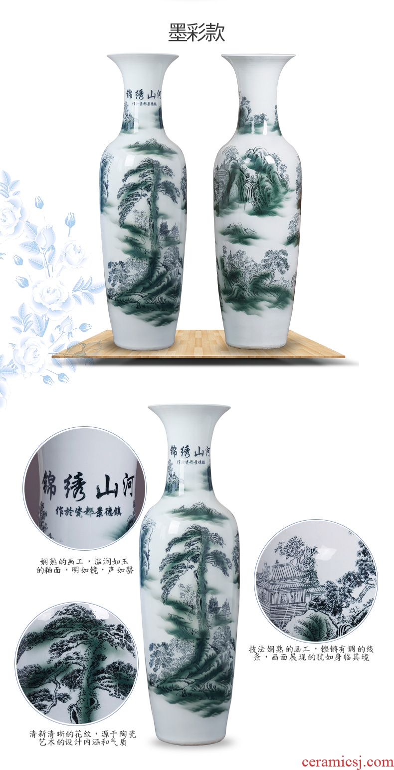 Jingdezhen ceramic large Chinese blue and white porcelain vase furnishing articles sitting room adornment landing large hotel opening gifts