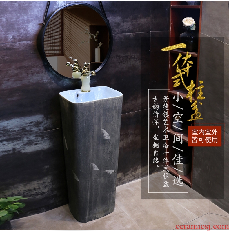 Retro pillar type lavatory floor balcony ceramic basin outdoor toilet lavabo pillar basin