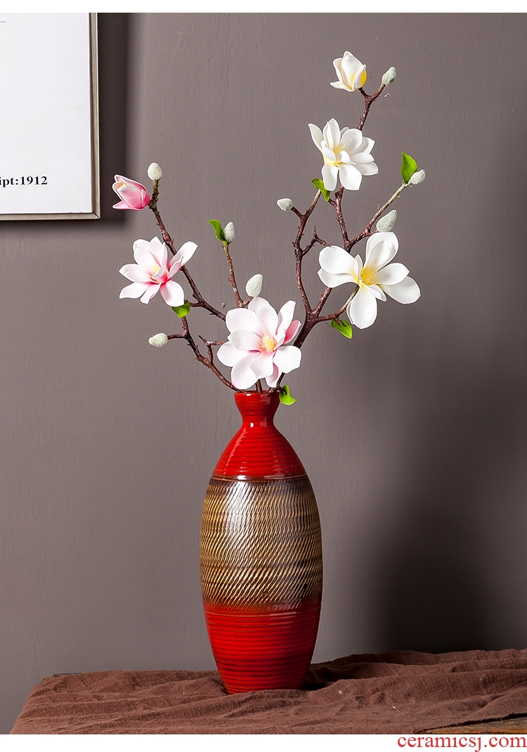 Jingdezhen vase large ground ceramic dried flowers sitting room porch is contemporary and contracted new Chinese flower arranging furnishing articles