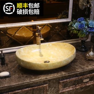 JingYan marble platform basin to European art ceramic lavatory basin archaize restoring ancient ways on the sink