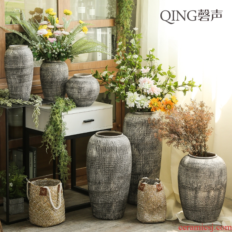 Jingdezhen ceramic vase furnishing articles of Chinese style restoring ancient ways porcelain tea art living room decoration flower arranging dried flower vases coarse pottery
