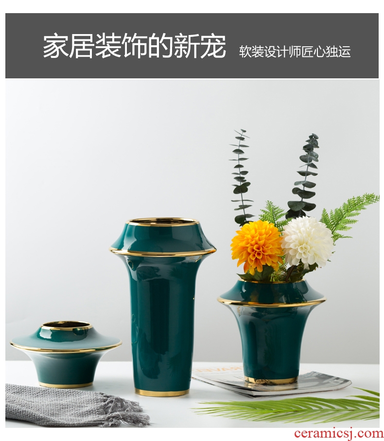 TV ark place adornment lucky bamboo flower arranging mesa of jingdezhen chinaware big vase continental dried flowers in the living room