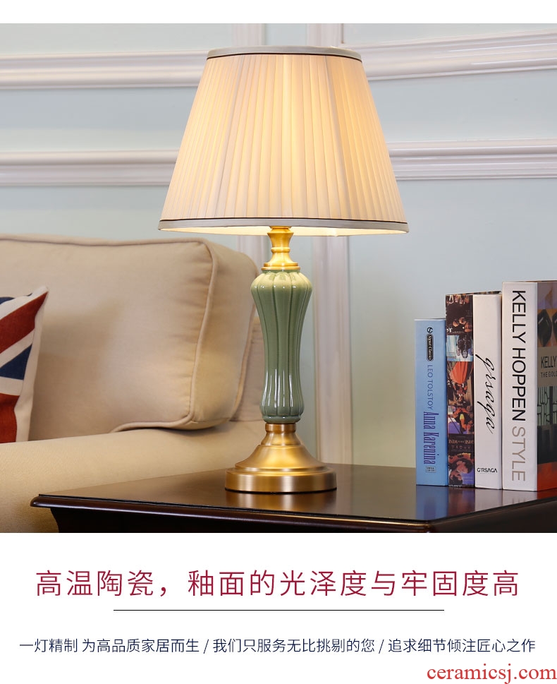 American whole copper ceramic desk lamp lights luxurious sitting room show originality of bedroom the head of a bed decoration European romantic warmth