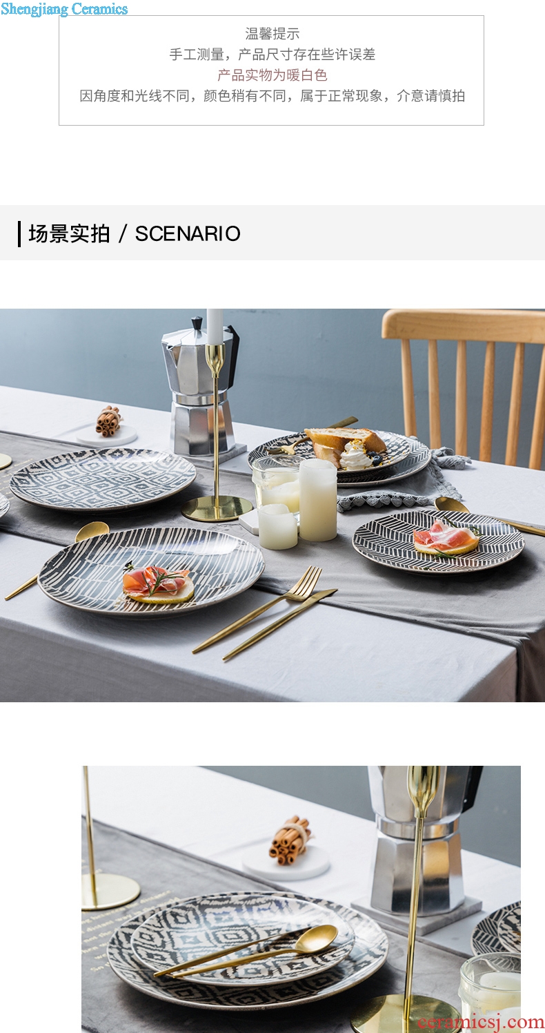 Ijarl million jia Nordic home plate plate round western food steak disc ceramic flat dish plate western-style food tableware