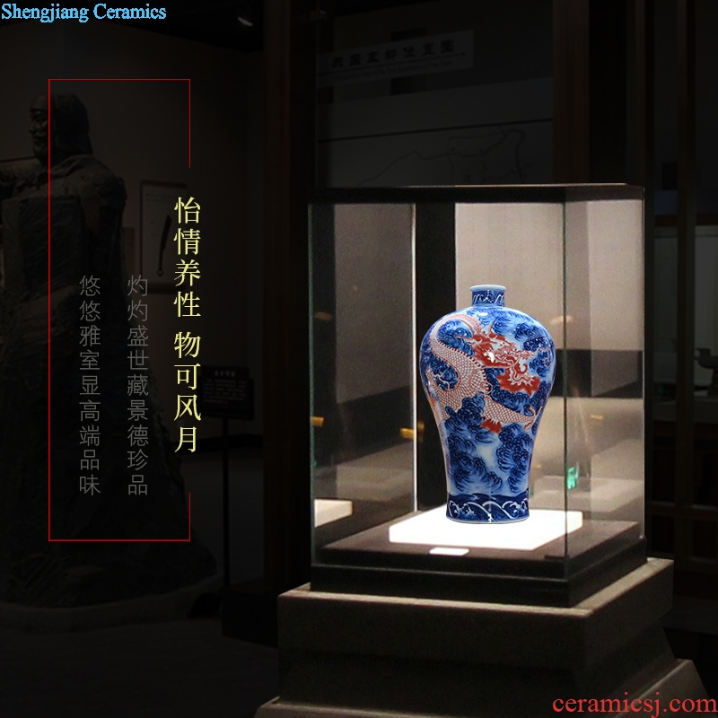 Jingdezhen ceramics imitation qing qianlong hand-painted of blue and white porcelain dragon mei bottles of new Chinese style sitting room adornment is placed