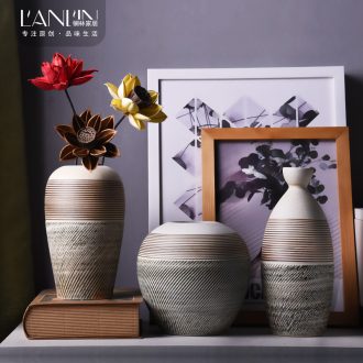 Contemporary and contracted sitting room desktop ceramic vase to restore ancient ways the small pure and fresh and dried flower flower flower implement coarse pottery furnishing articles