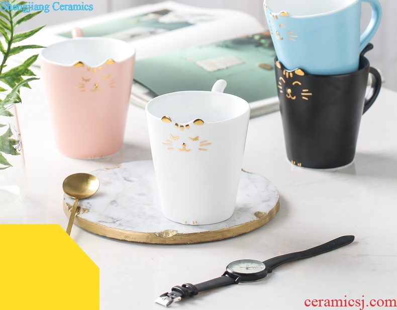 Japanese cute cat ceramic mug cup one manually office cup cartoon fun birthday gift