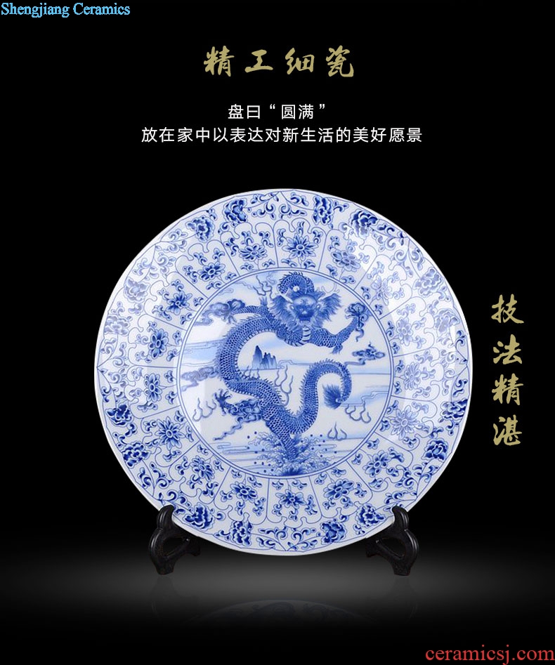 The sitting room of Chinese style household art scene, jingdezhen ceramics plate dragon QingHuaPan creative gifts