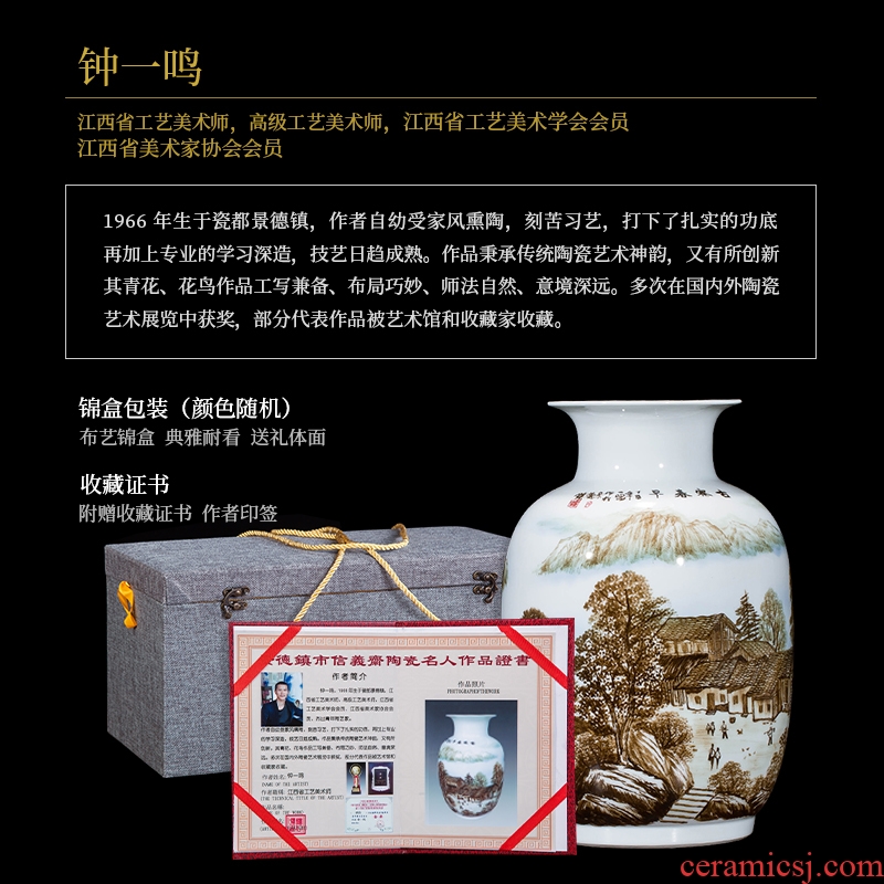 Jingdezhen ceramics landscape hand-painted vases, flower arranging new Chinese style household act the role ofing is tasted the sitting room porch decoration furnishing articles