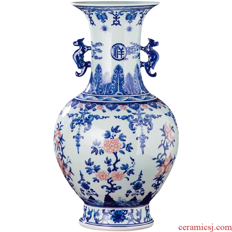 Manual hand-painted imitation qianlong vase antique Chinese blue and white porcelain is jingdezhen ceramics home sitting room adornment is placed