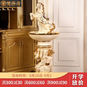 Water furnishing articles feng shui plutus european-style home sitting room ground humidifier gear shop ceramic fountain decorations