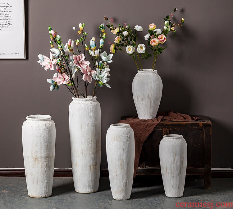 European creative ceramic vases, contemporary and contracted household decorative dried flowers white vases, flower arranging ground large furnishing articles