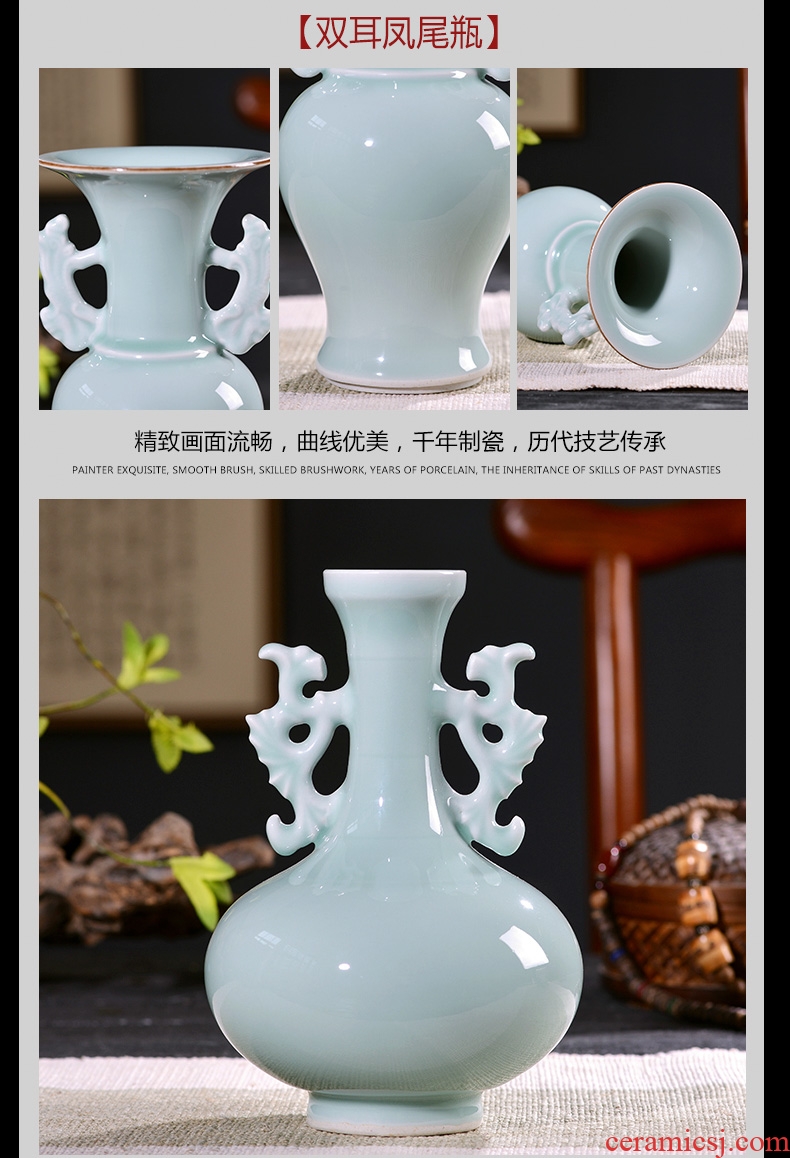 Jingdezhen ceramics floret bottle place flower arranging archaize sitting room rich ancient frame of new Chinese style household decorative arts and crafts
