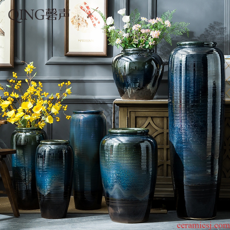 Ceramic vase furnishing articles of large living room TV cabinet flower arranging dried flower vases household contracted and contemporary decorative POTS