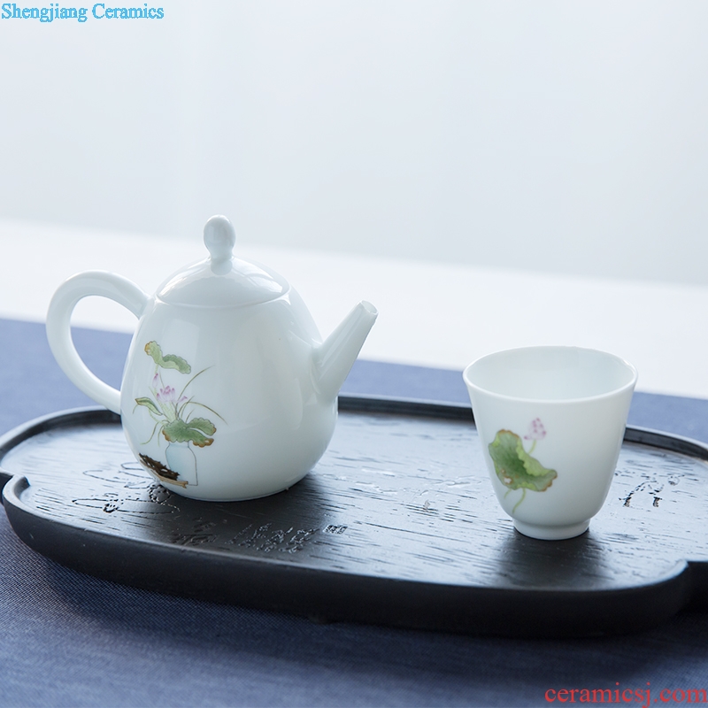 TaoXiChuan hand-painted lotus powder enamel teapot suit household small jingdezhen ceramic teapot kung fu tea set