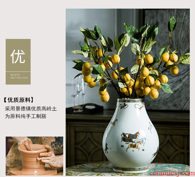 New Chinese style big ceramic vase club hotel catering clothing dry flower arranging flowers sitting room adornment flowers, furnishing articles