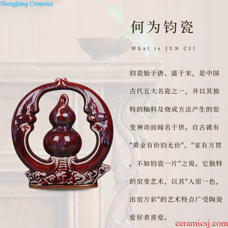 Archaize of jun porcelain of jingdezhen ceramics glaze gourd red home decoration antique porch decoration handicraft furnishing articles