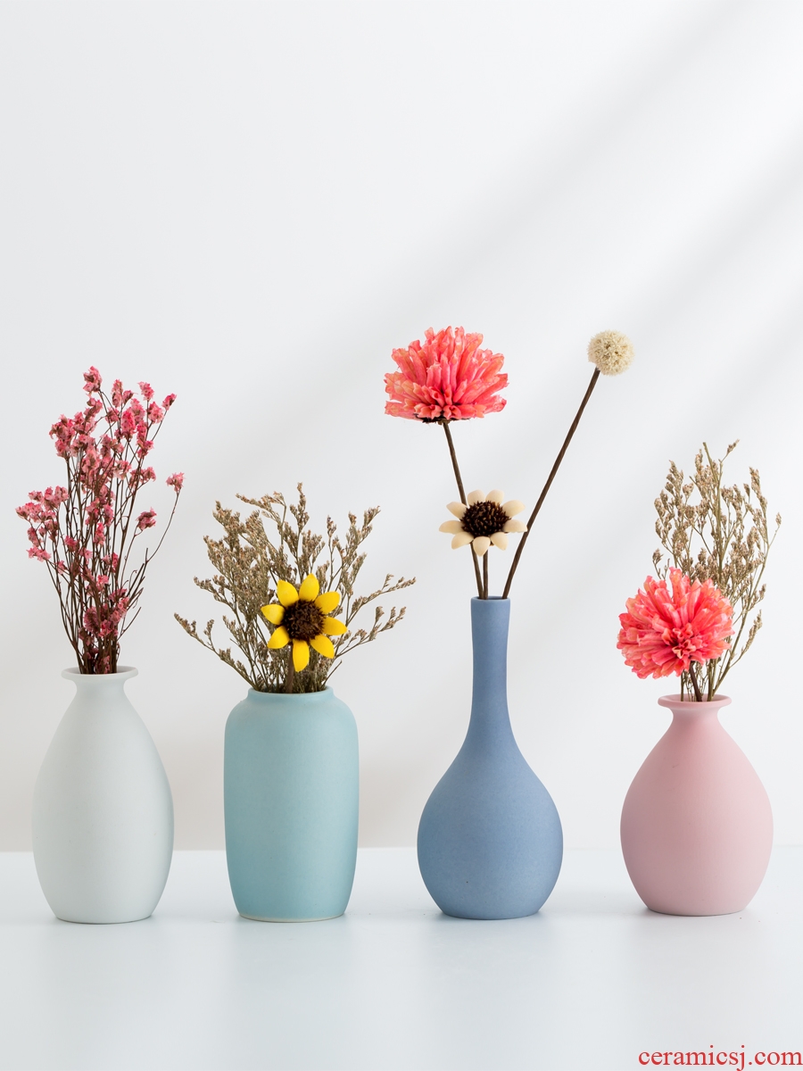 Small pure and fresh and ceramic dry flower vase furnishing articles Nordic household adornment the sitting room TV ark flower arranging porch