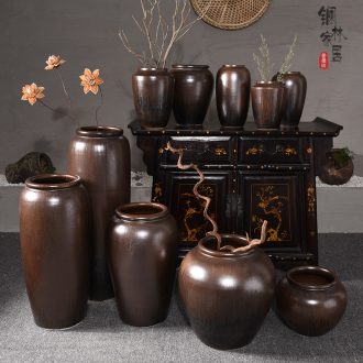Jingdezhen ceramic vase landing large sitting room porch Chinese hydroponic flower arranging furnishing articles, handmade pottery restoring ancient ways