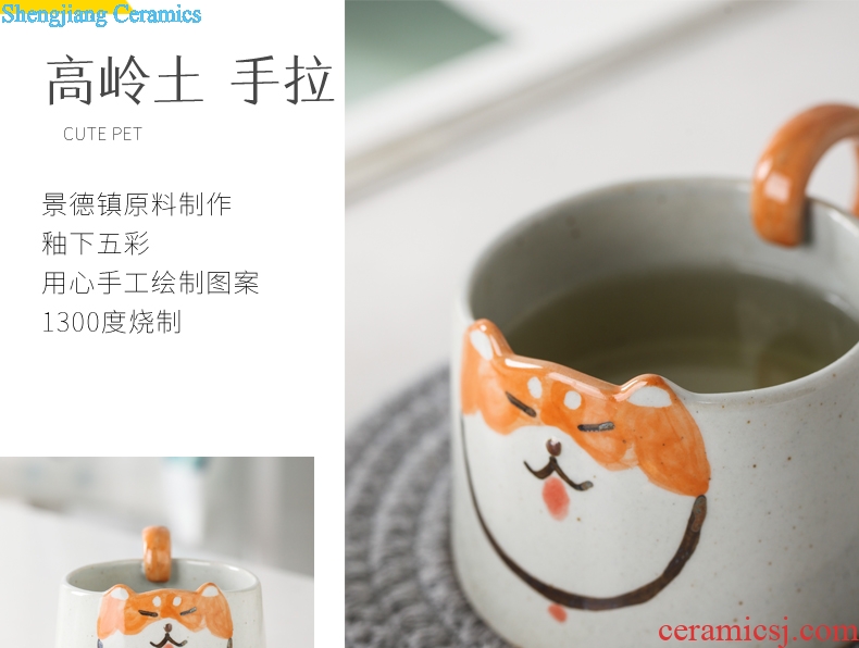 Mark cup Nordic ins cartoon dog ceramic coffee cup manually cute shiba inu creative valentine's birthday present