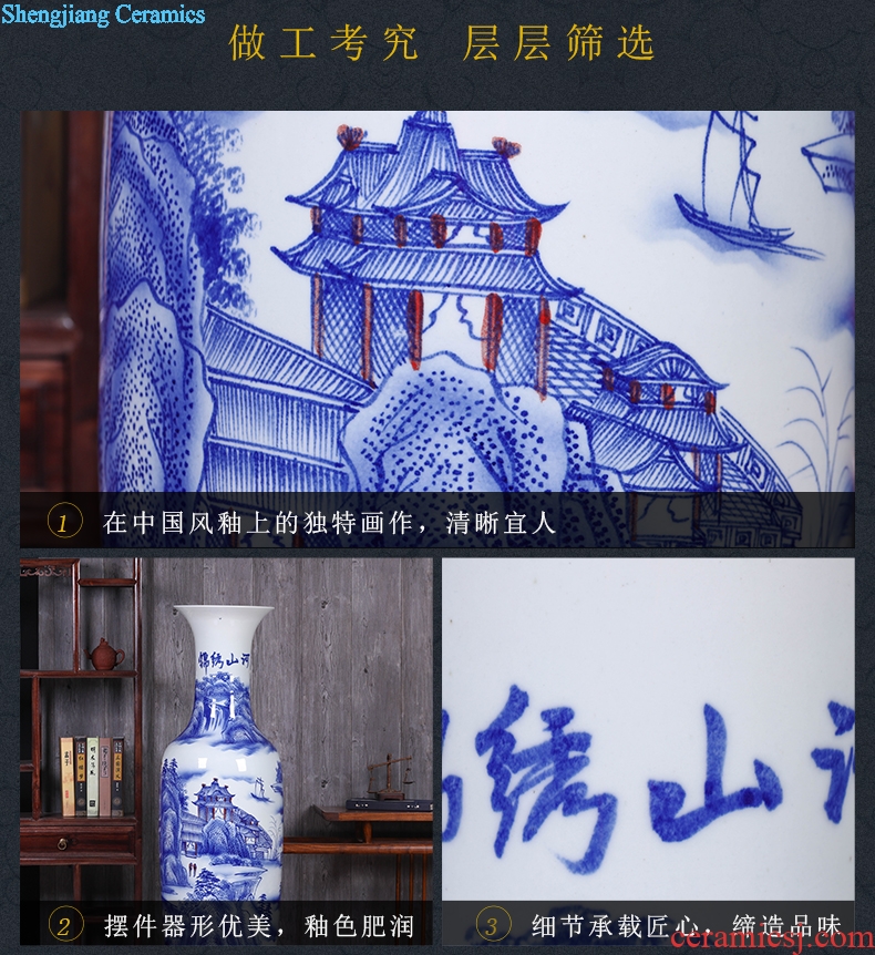 Jingdezhen ceramics home TV ark big blue and white porcelain vase landed the sitting room porch place set decoration