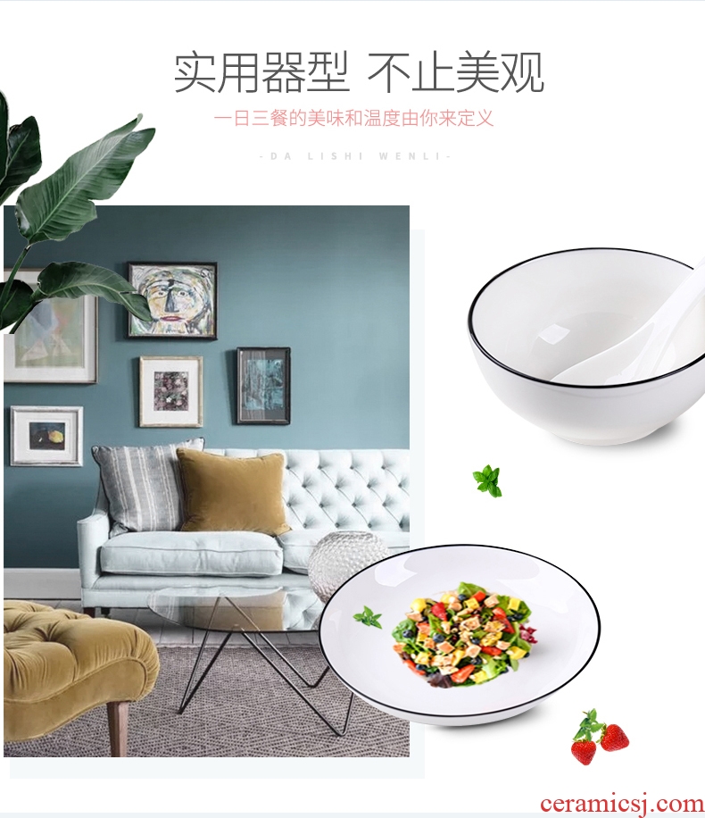 Creative cute black ceramic bowl household single rice bowls of many specifications european-style soup can eat rice bowl bubble rainbow noodle bowl